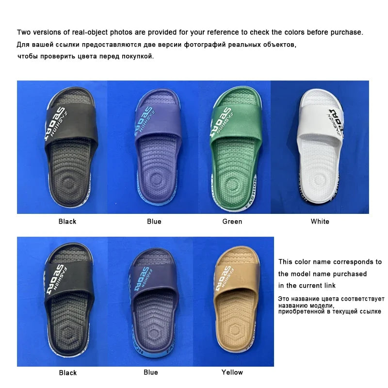 Big Size 36-45 Men Slippers Summer Flat Sole Home Slippers For Women Man Open Toe Trend Slides Couple Light Beach Shoes Sandals