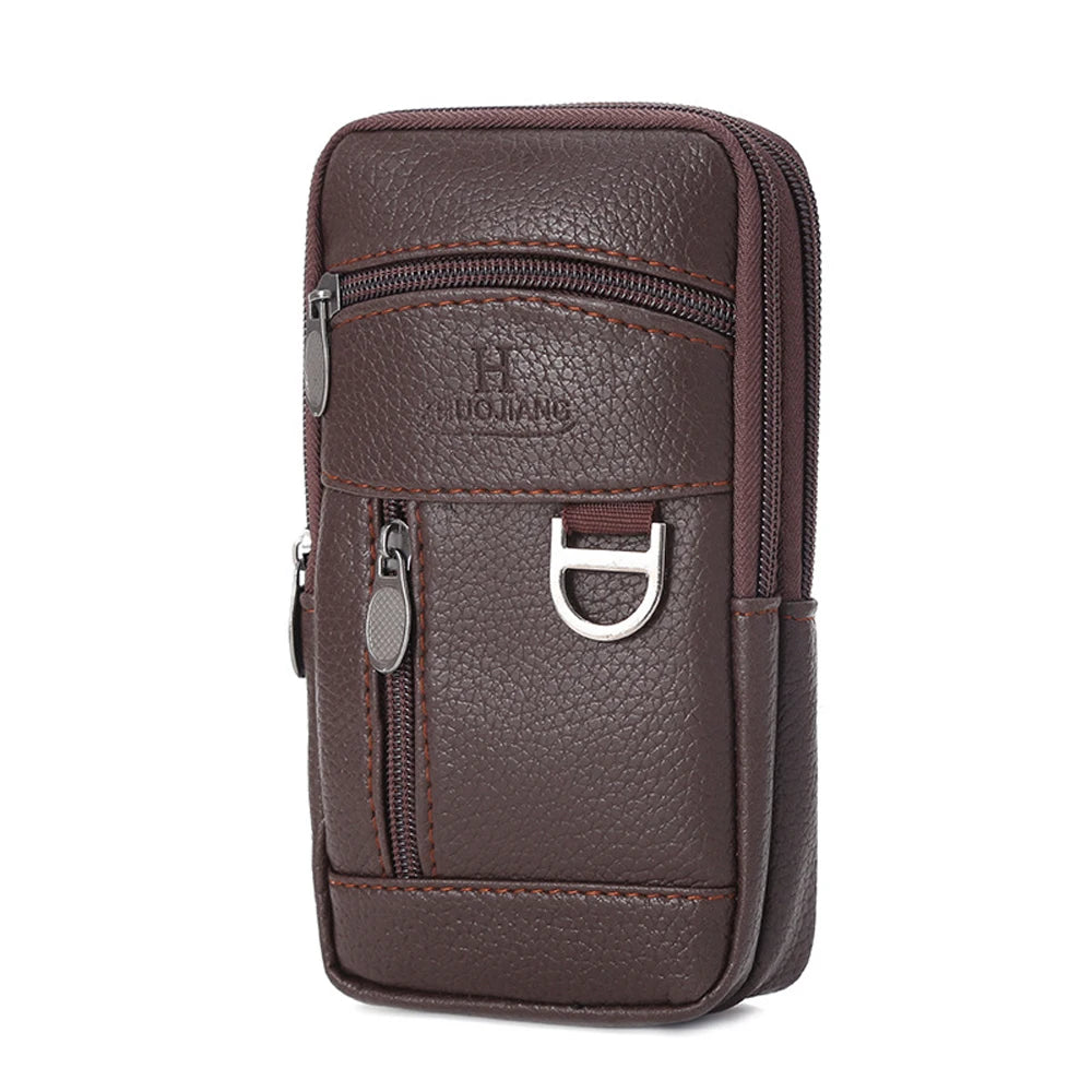 Waterproof PU Leather Waist Phone Belt Bag for Men