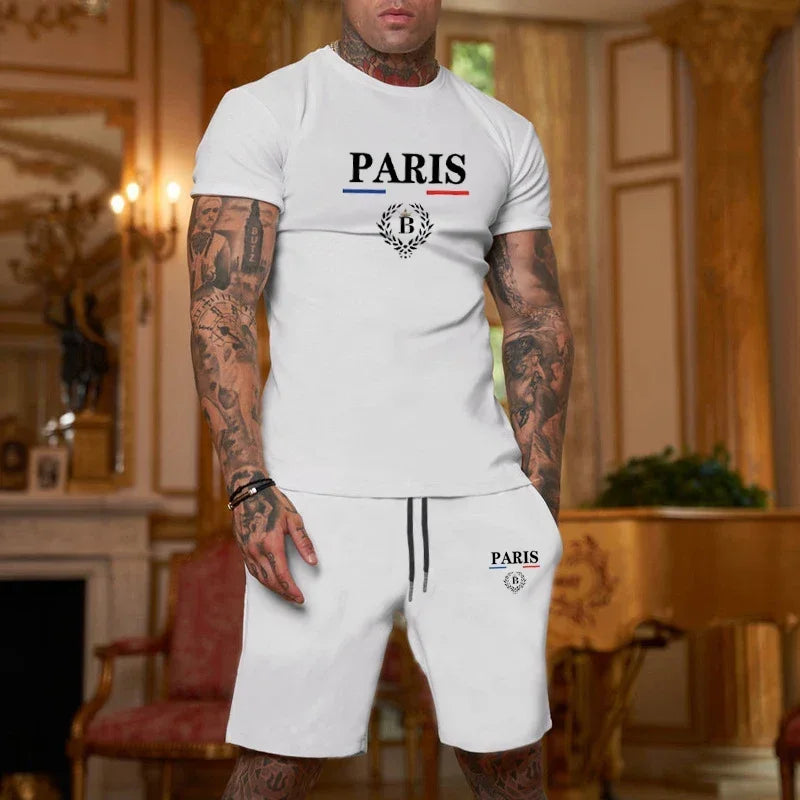 Men Short Sleeve T Shirt and Shorts Sportswear Set
