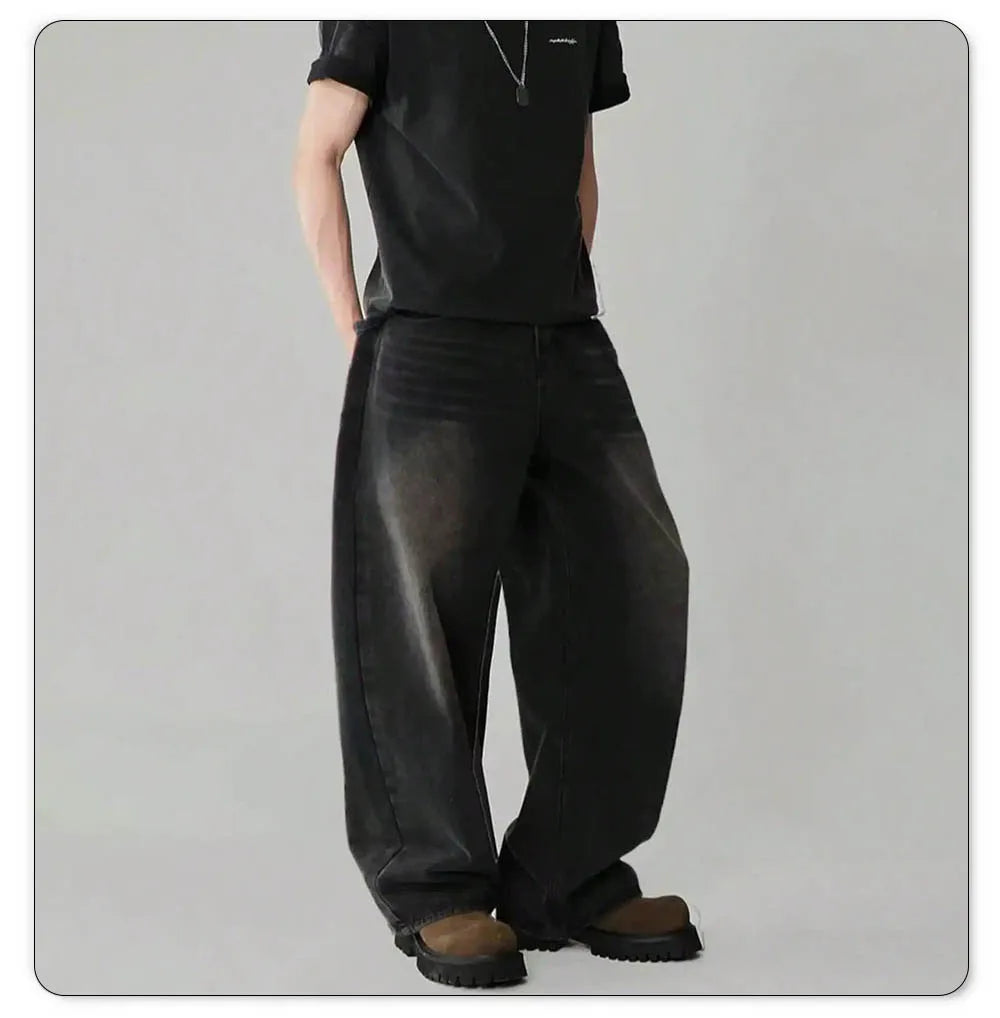 Men Korean Loose Wide Leg Jeans