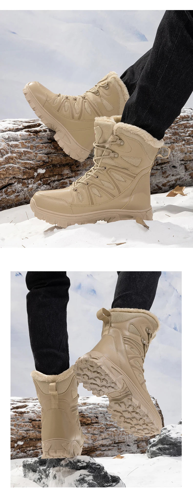 Men Winter Men Snow Boots Super Warm Men Hiking Boots High Quality Waterproof Leather Men's Boots Outdoor Motorcycle Boots
