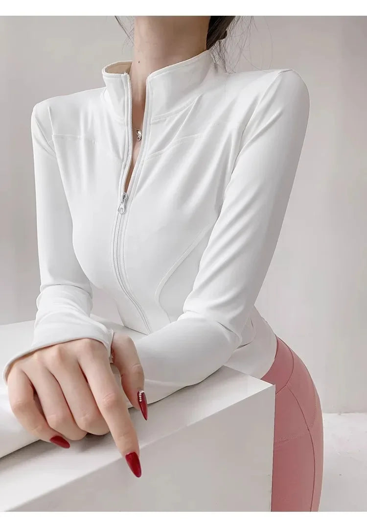 Women Quick Dry Zip Up Jacket Long Sleeve Coat