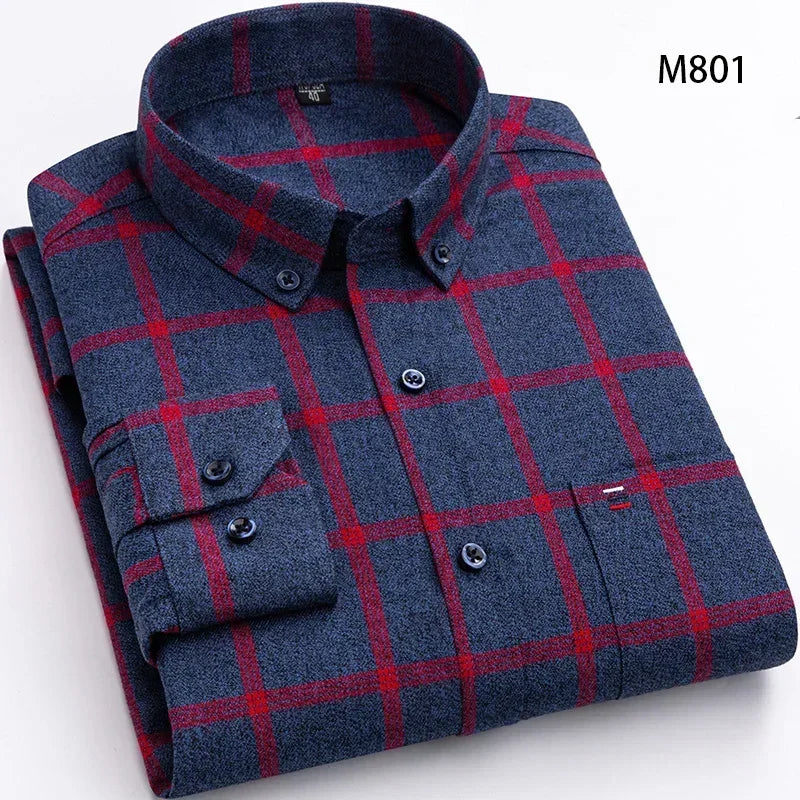 Men’s Cotton Plaid Long Sleeve Shirt