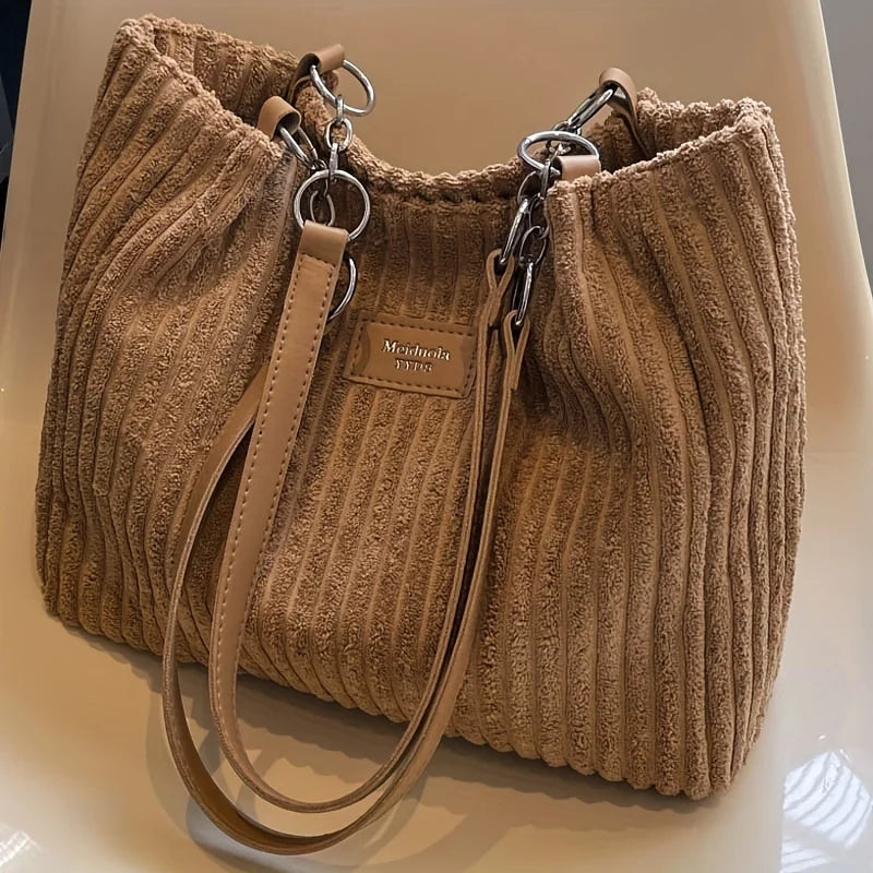 Large Capacity Corduroy Tote Shoulder Bag for Women