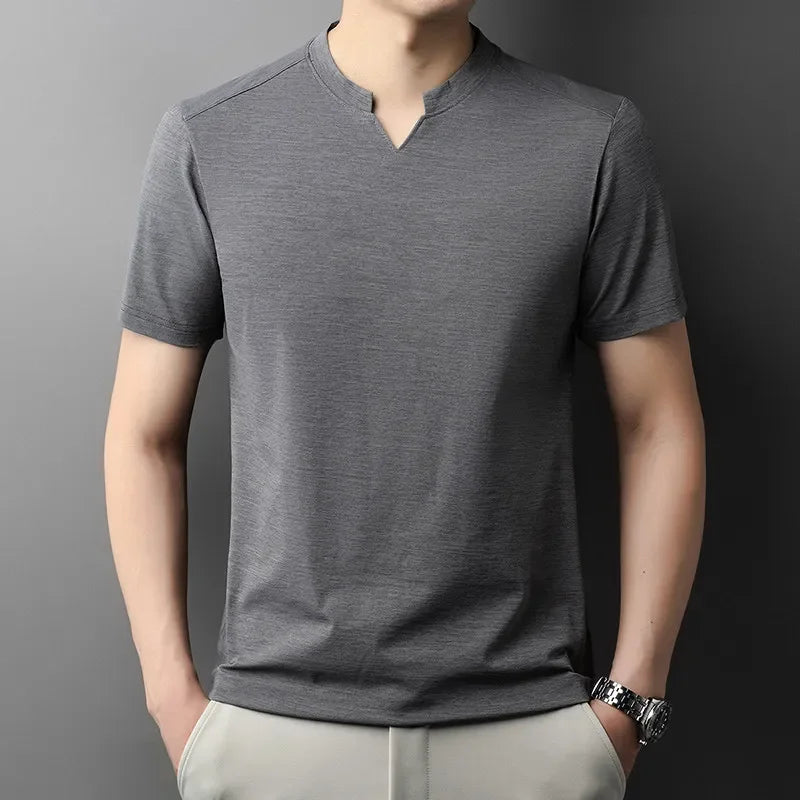 Men Korean V Neck Short Sleeve T Shirt Casual Summer Top