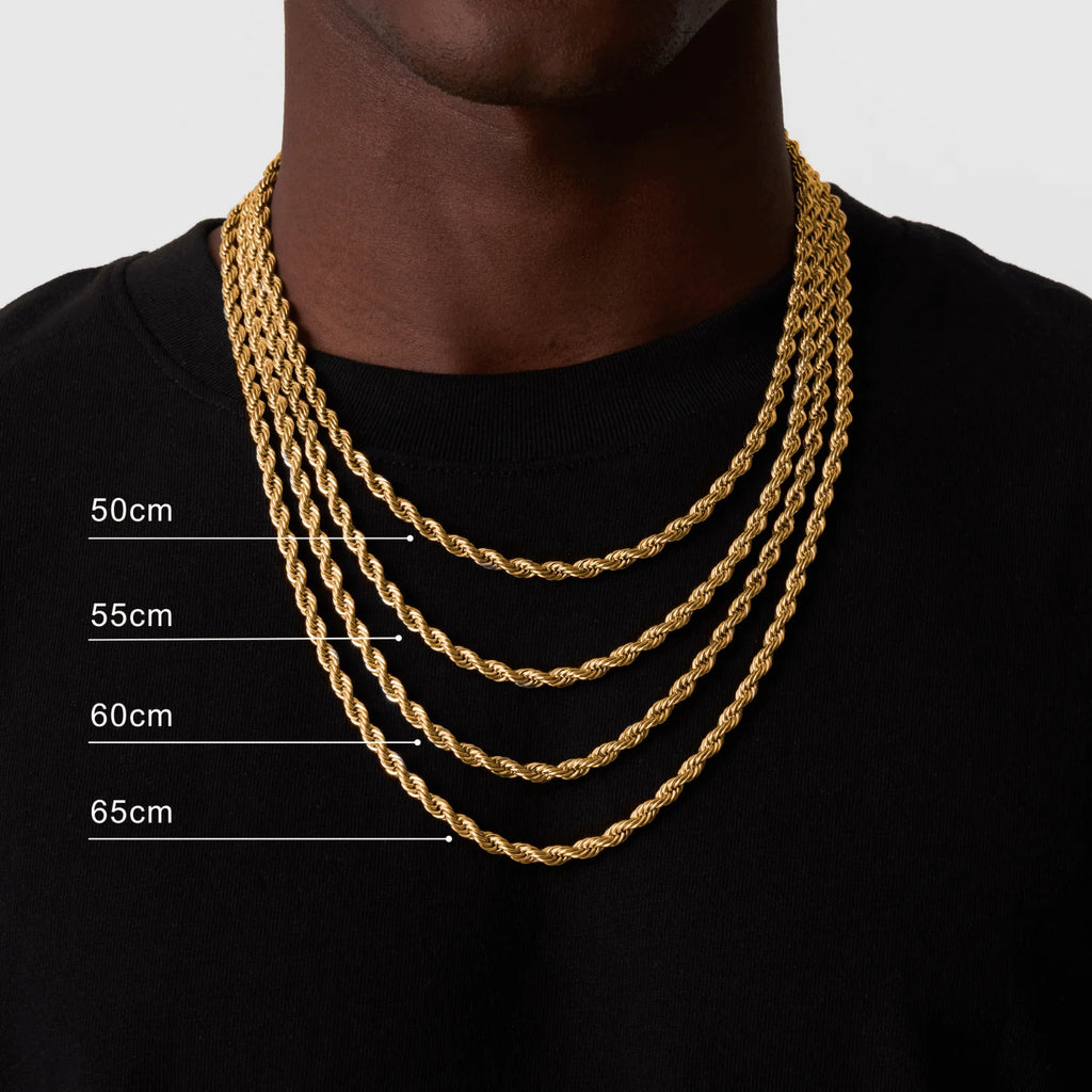 Men Twisted Rope Chain Necklace Jewelry