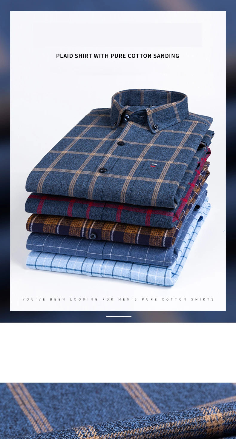 Men’s Cotton Plaid Long Sleeve Shirt
