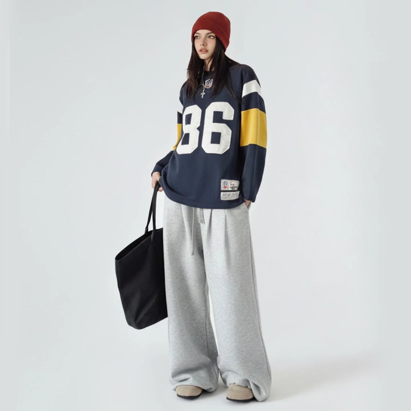 Women Retro Embroidered Rugby Sweatshirt