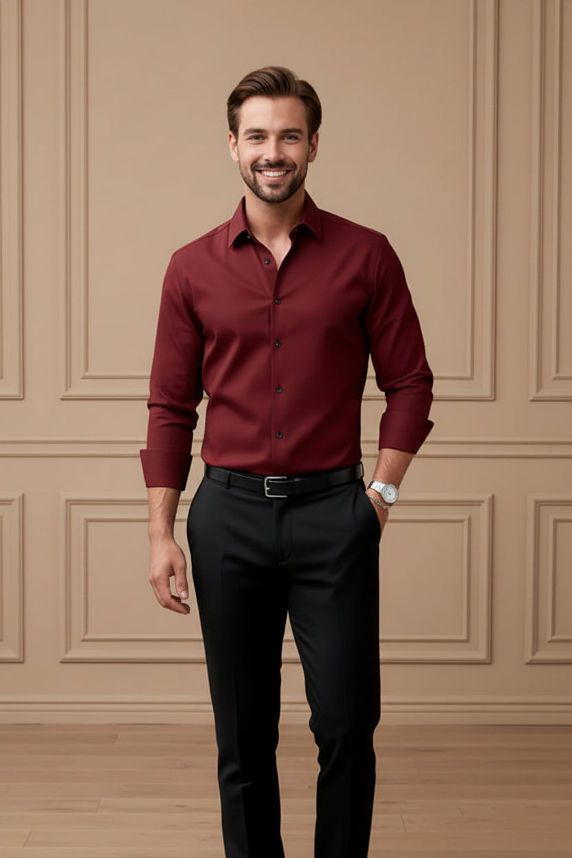 Men Slim Fit Wrinkle Free Long Sleeve Shirt