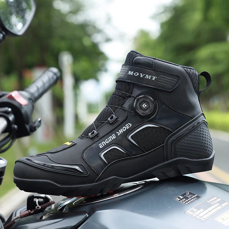 New Motorcycle Boots Men Leather Motos Breathable Anti Slip Wear-resistant Riders Boots Motorbike Racing Ankle Length Shoes