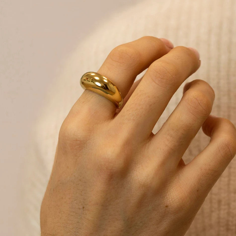 Women Simple Stainless Steel Arc Geometric Ring Jewelry