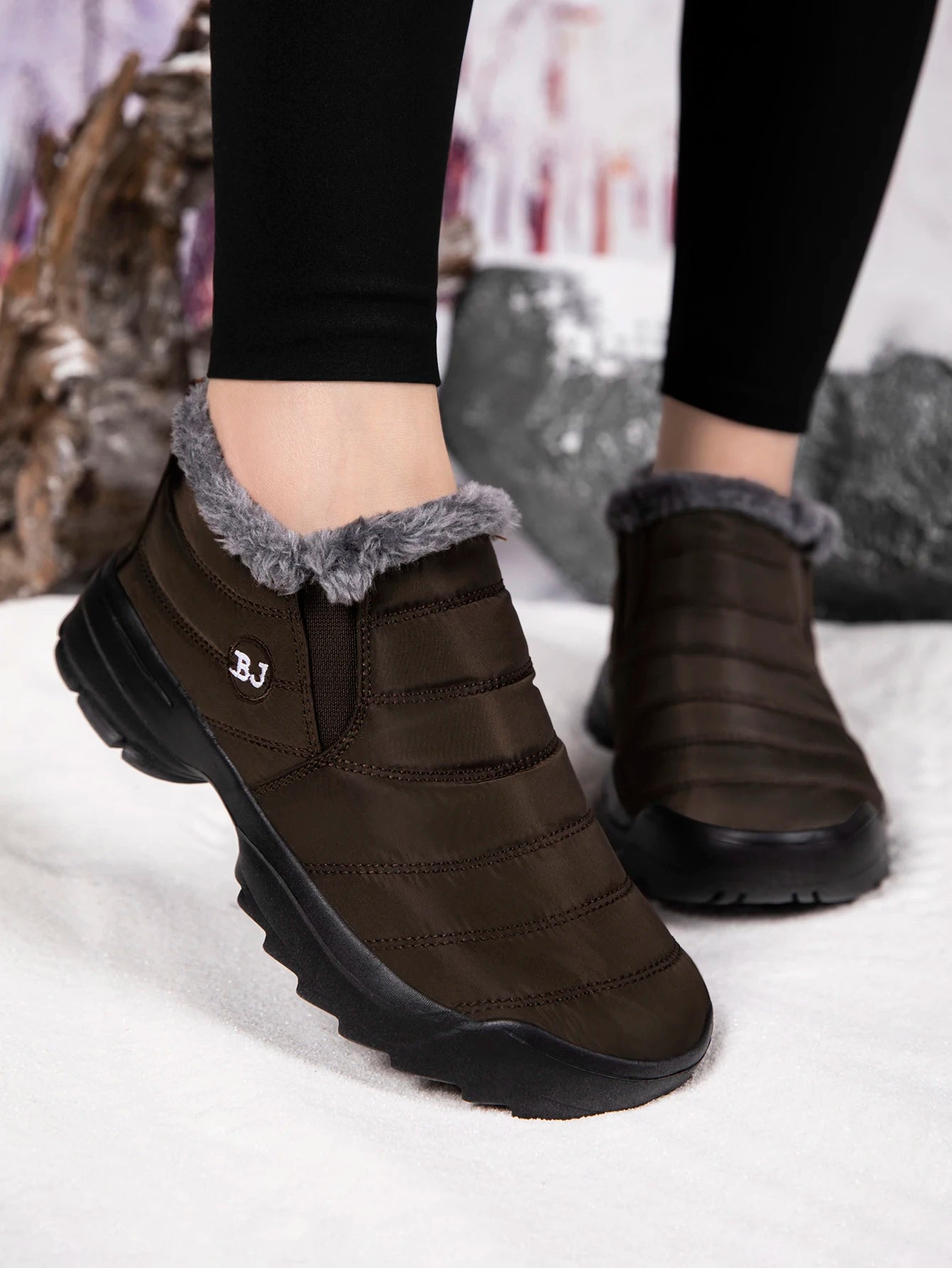Men's Snow Boots, Winter Warm Shoes, Fuzzy Lining Windproof Hiking Boots, Winter Insulated Shoes, Fuzzy Lining Windproof Hiking Boots