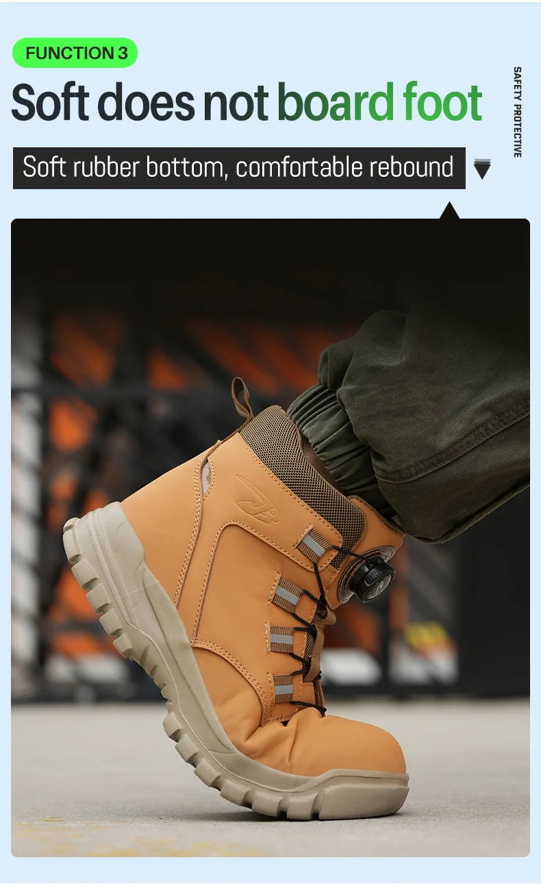 Rotating Button Work Shoes for Men Anti Puncture Protective Boots Sneakers Waterproof Work Safety Shoes Non Slip Steel Toe shoes