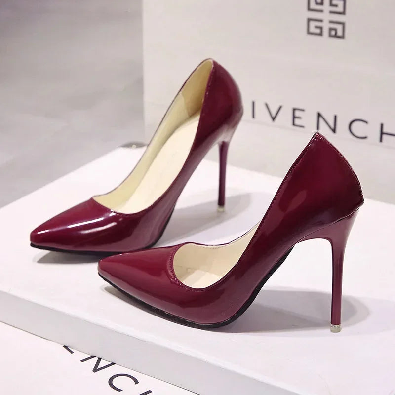 Women Nude Patent Leather Pumps