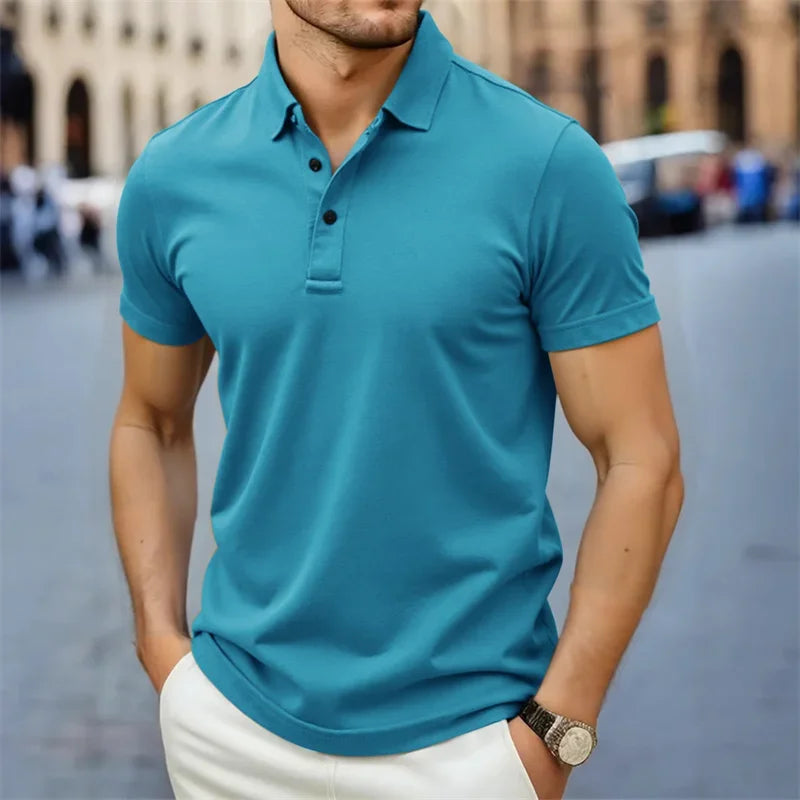 Men Simple Summer Collared Polo Shirt