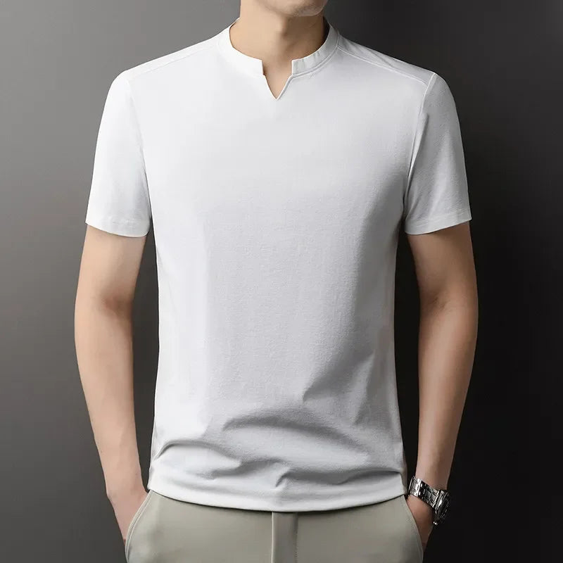 Men Korean V Neck Short Sleeve T Shirt Casual Summer Top