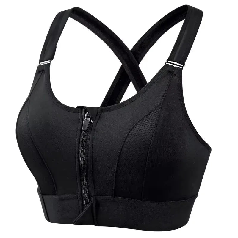 Front Zipper Adjustable Sports Bra for Women