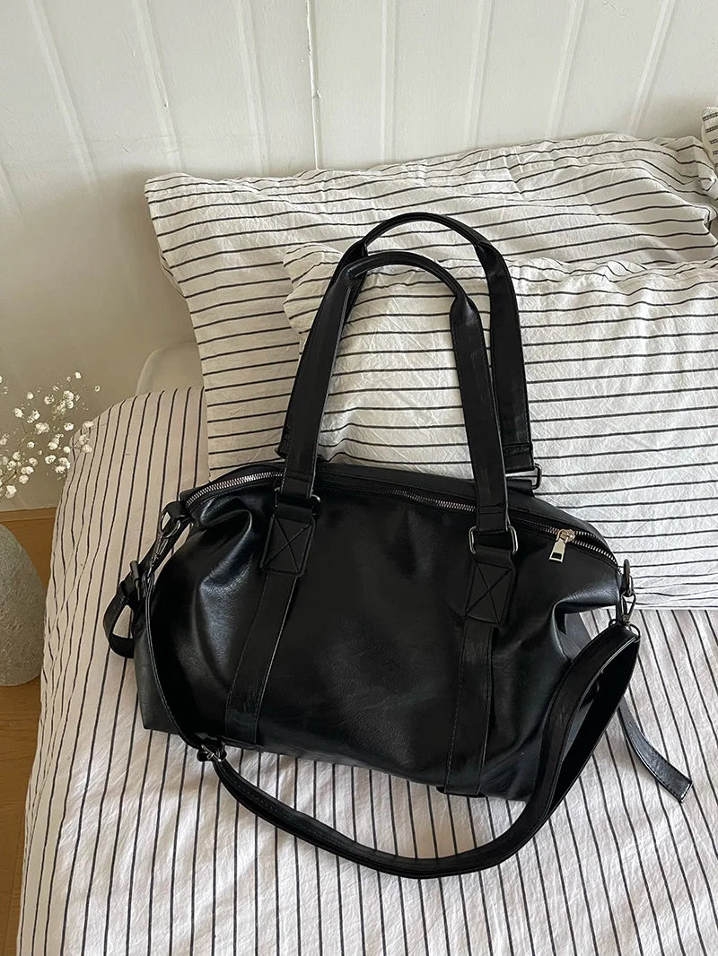 Vintage Leather Tote Shoulder Bag for Women