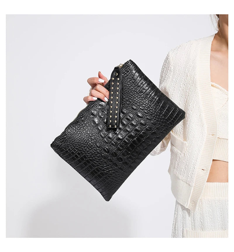 PU Leather Envelope Clutch Wristlet Bag for Women
