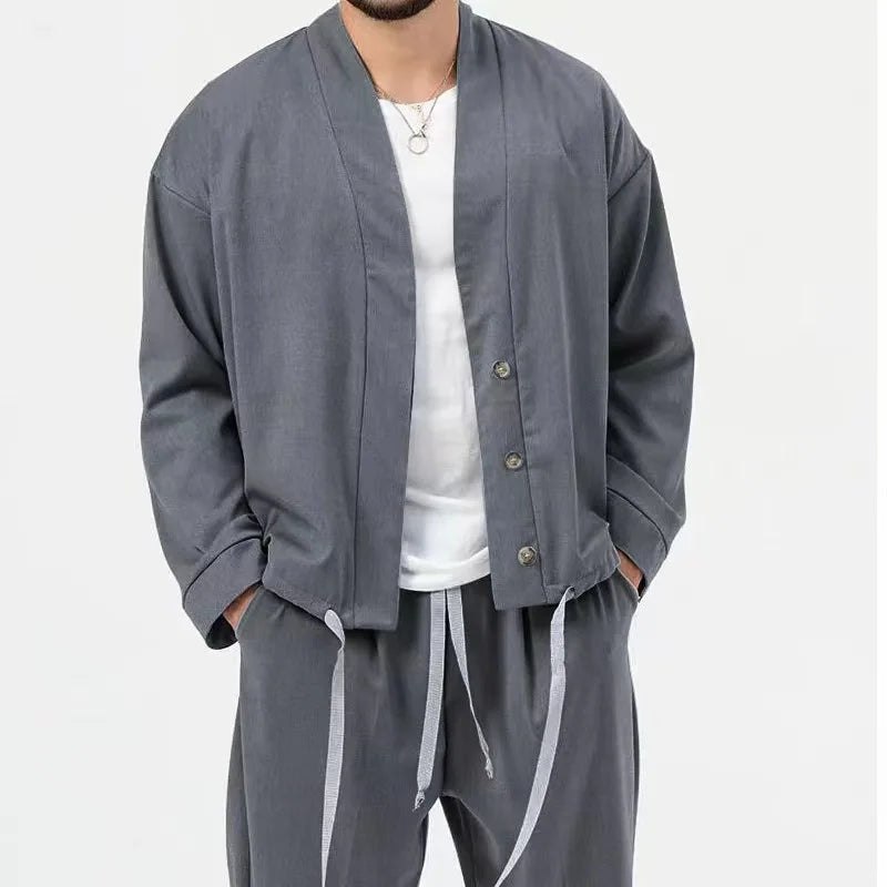 Men Long Sleeve Jacket and Pants Casual Sportswear Set