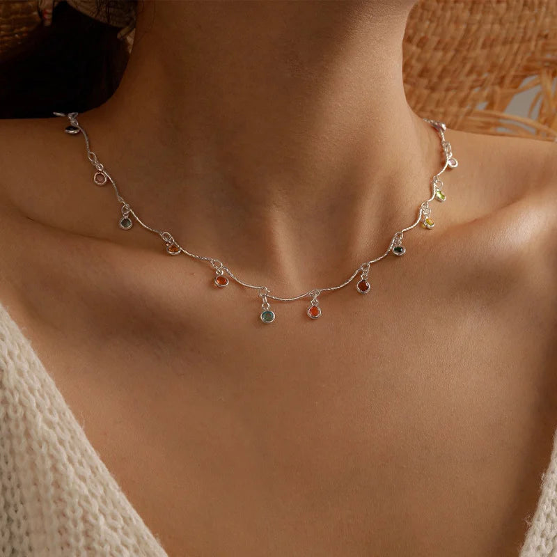 Women Candy Color Tassel Pendant Choker Necklace