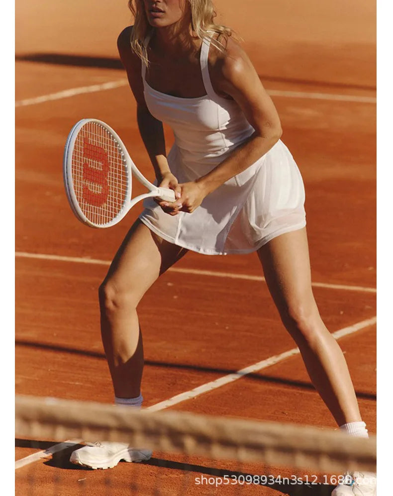 Women Sleeveless Tennis Dress with Short Skirt