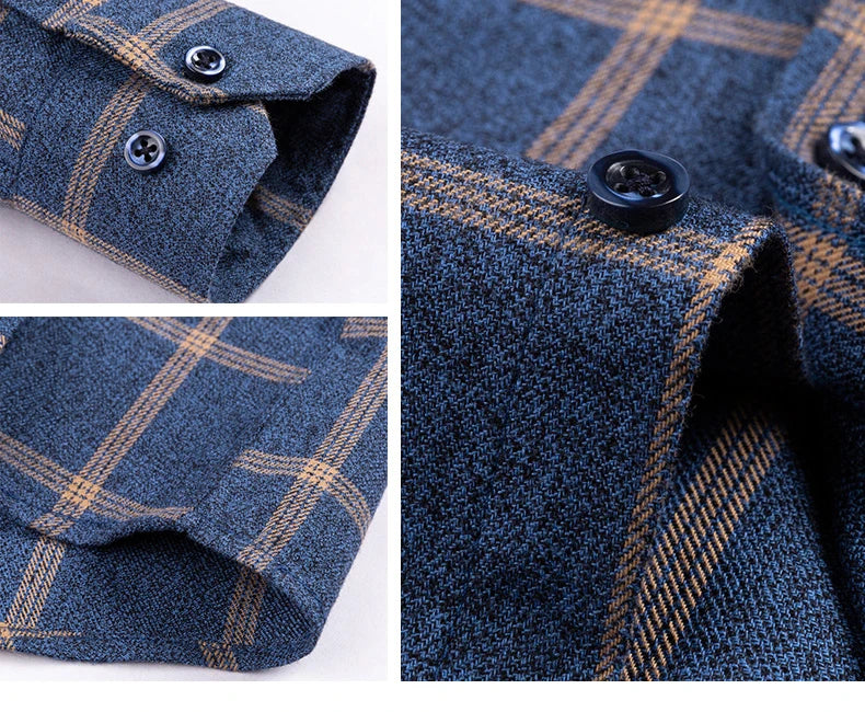 Men’s Cotton Plaid Long Sleeve Shirt