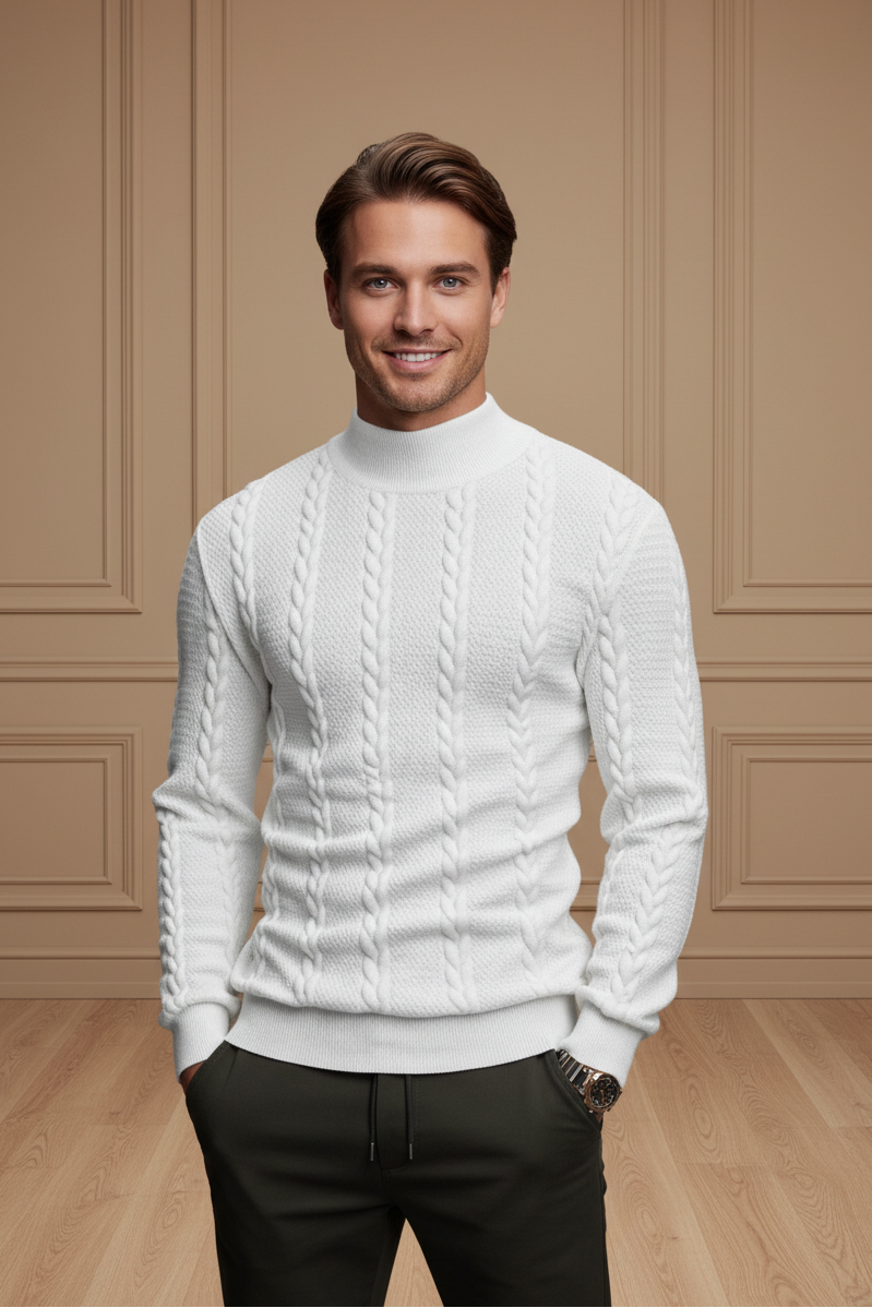 Men High Collar Knit Sweater