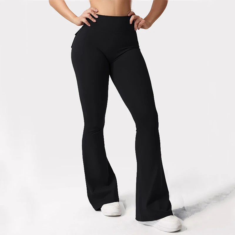 Women Wide Leg Yoga Leggings High Stretch with Pockets Fitness Pants