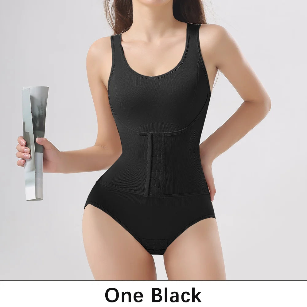 Zipper Belt Tummy Control Shapewear Bodysuit for Women