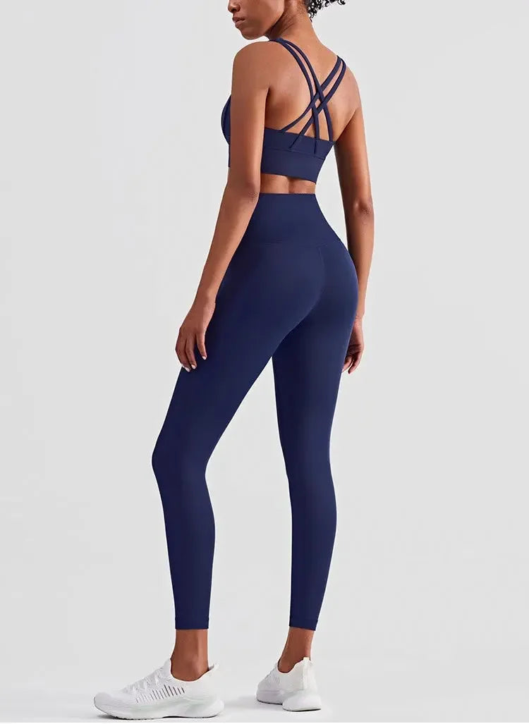 Women 2 Piece Bodysuit Set Sports Bra and Leggings Fitness Outfit