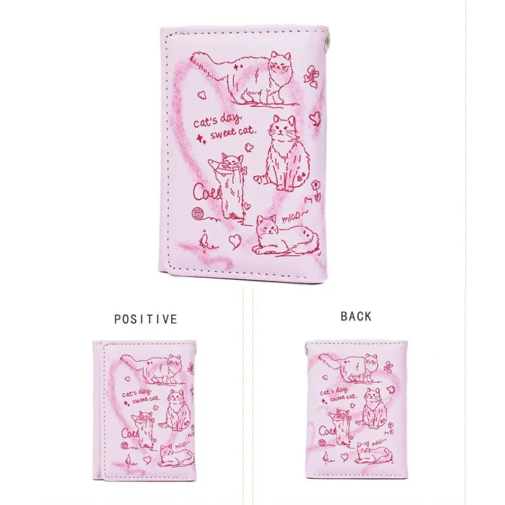 Large Capacity Cat Print Wrist Wallet for Women