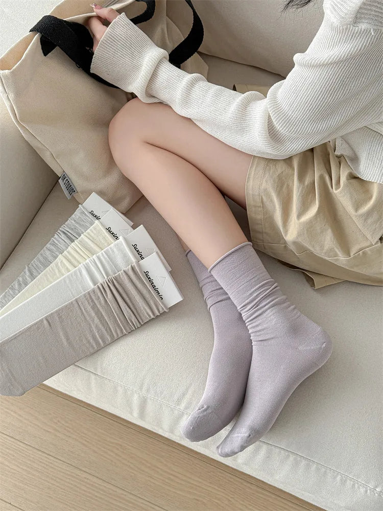 Japanese Style Cotton Long Socks for Women