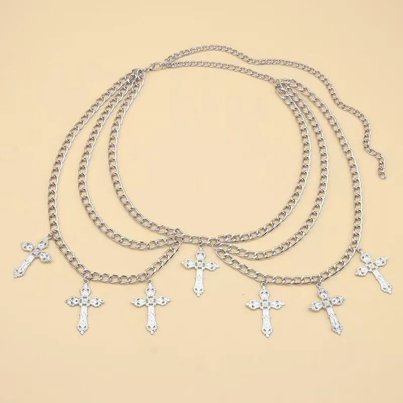 Women Cross Waist Chain Punk Body Jewelry Accessory