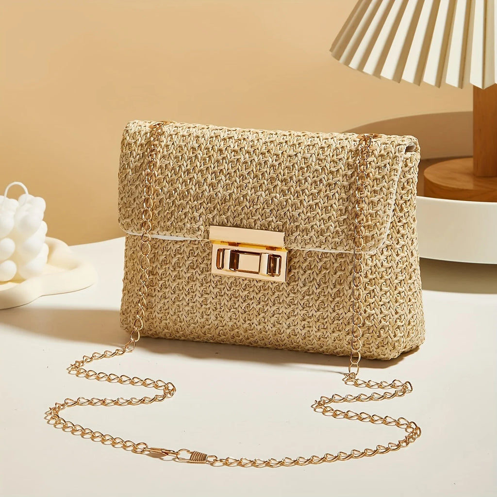 Woven Straw Shoulder Crossbody Bag for Women