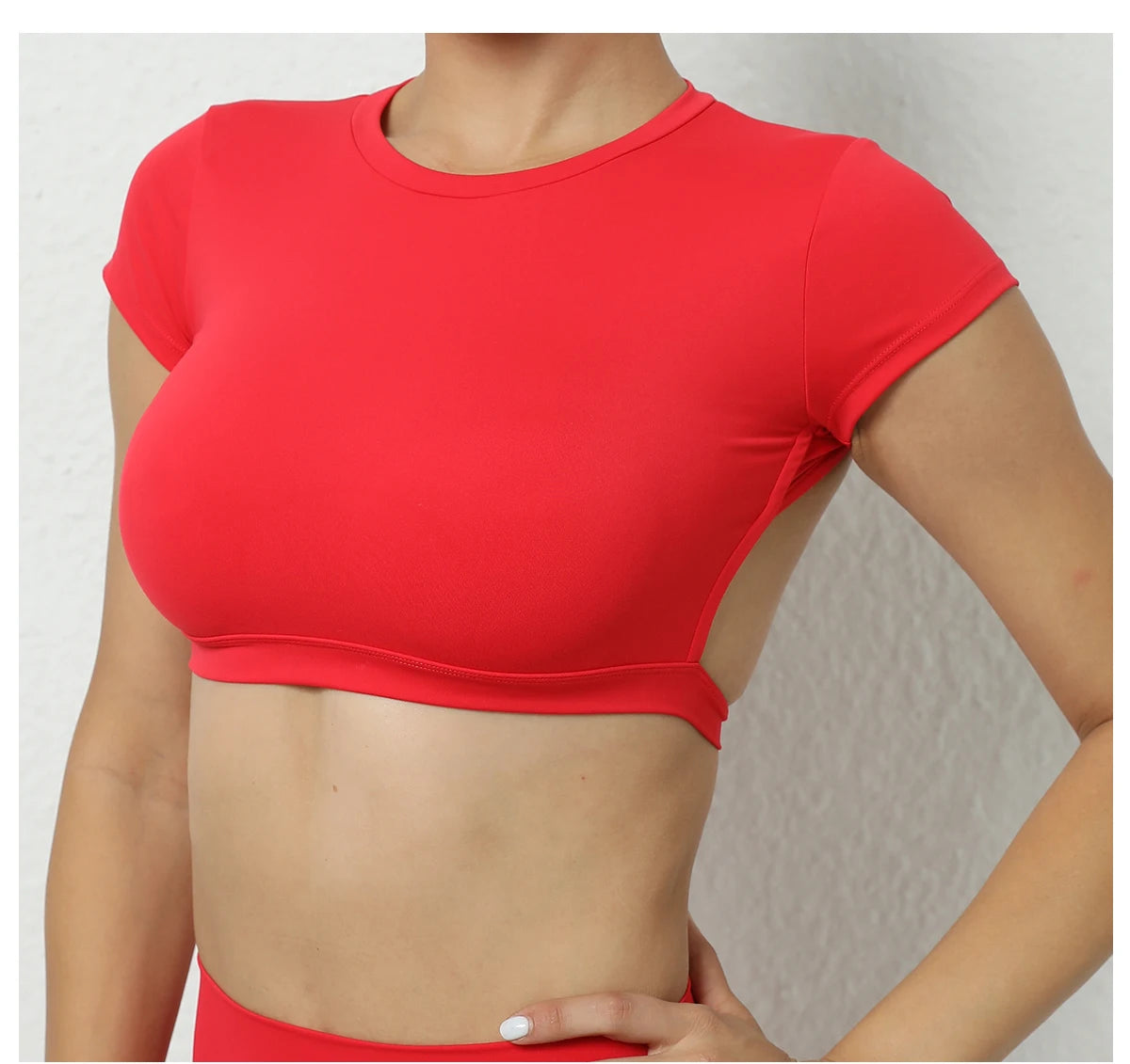 Women Open Back Sports Bra T Shirt