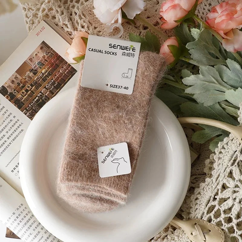 Wool Blend Thick Warm Mid Tube Socks for Women