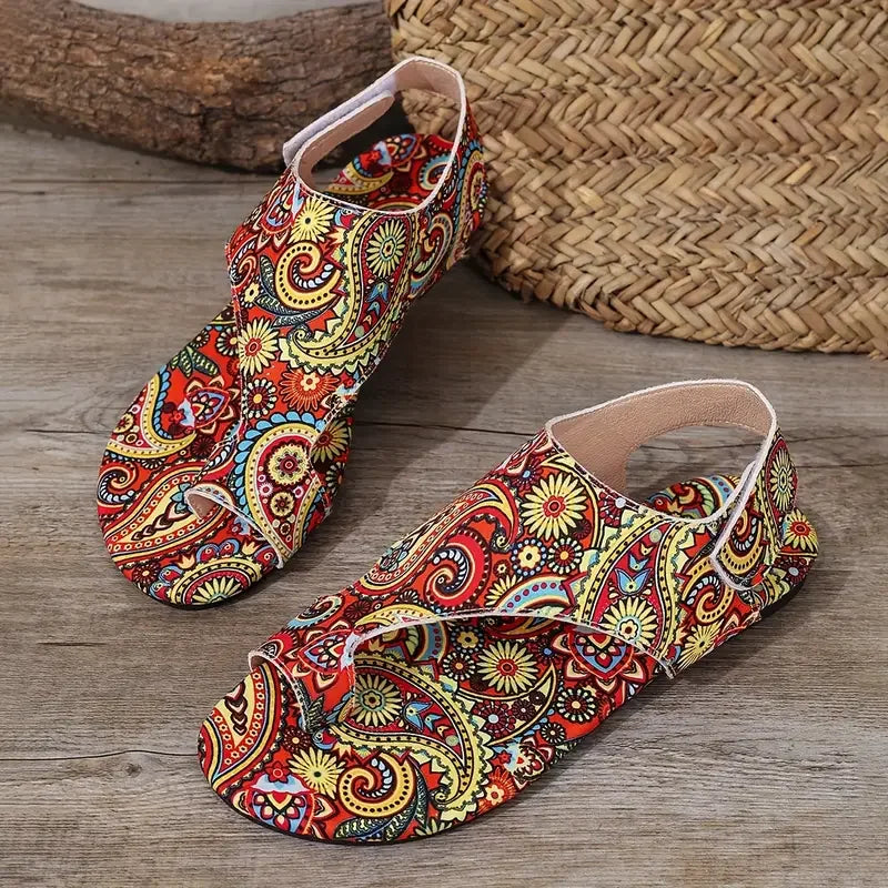 Women Printed Bohemia Roman Style Flat Sandals