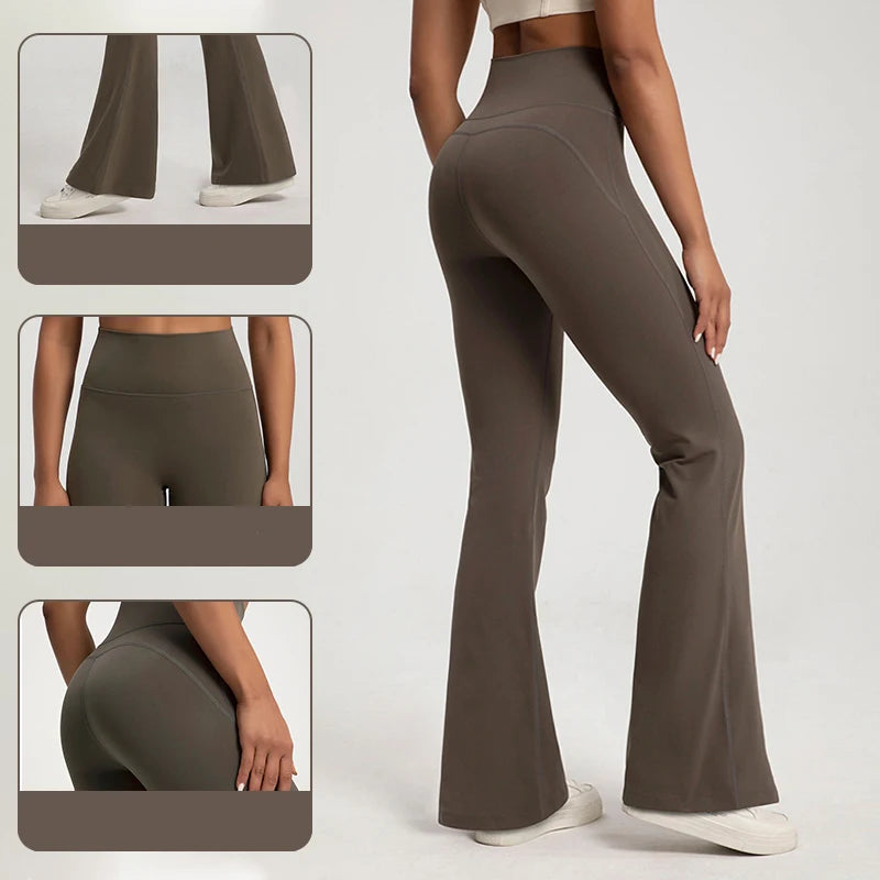 Women High Waist Wide Leg Yoga Pants Slim Fitness Leggings