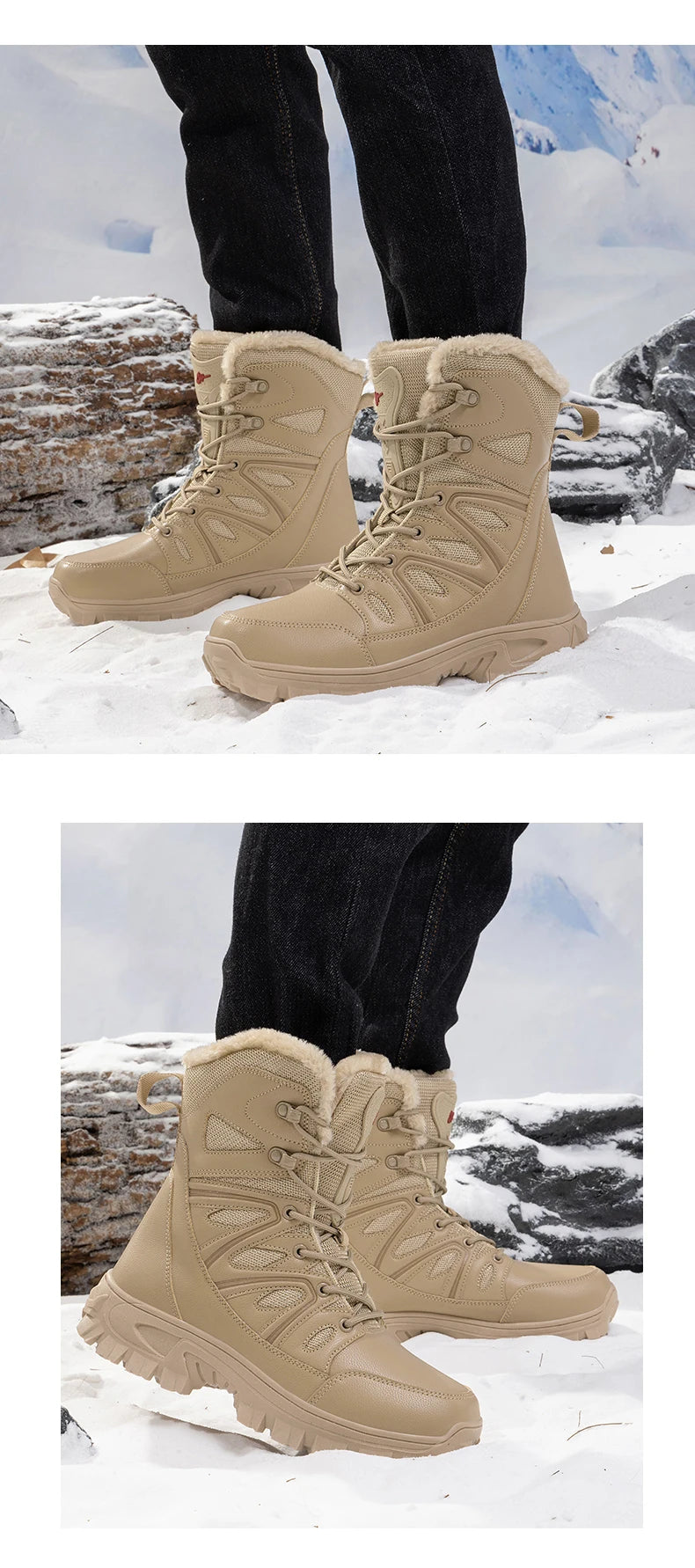 Men Winter Men Snow Boots Super Warm Men Hiking Boots High Quality Waterproof Leather Men's Boots Outdoor Motorcycle Boots