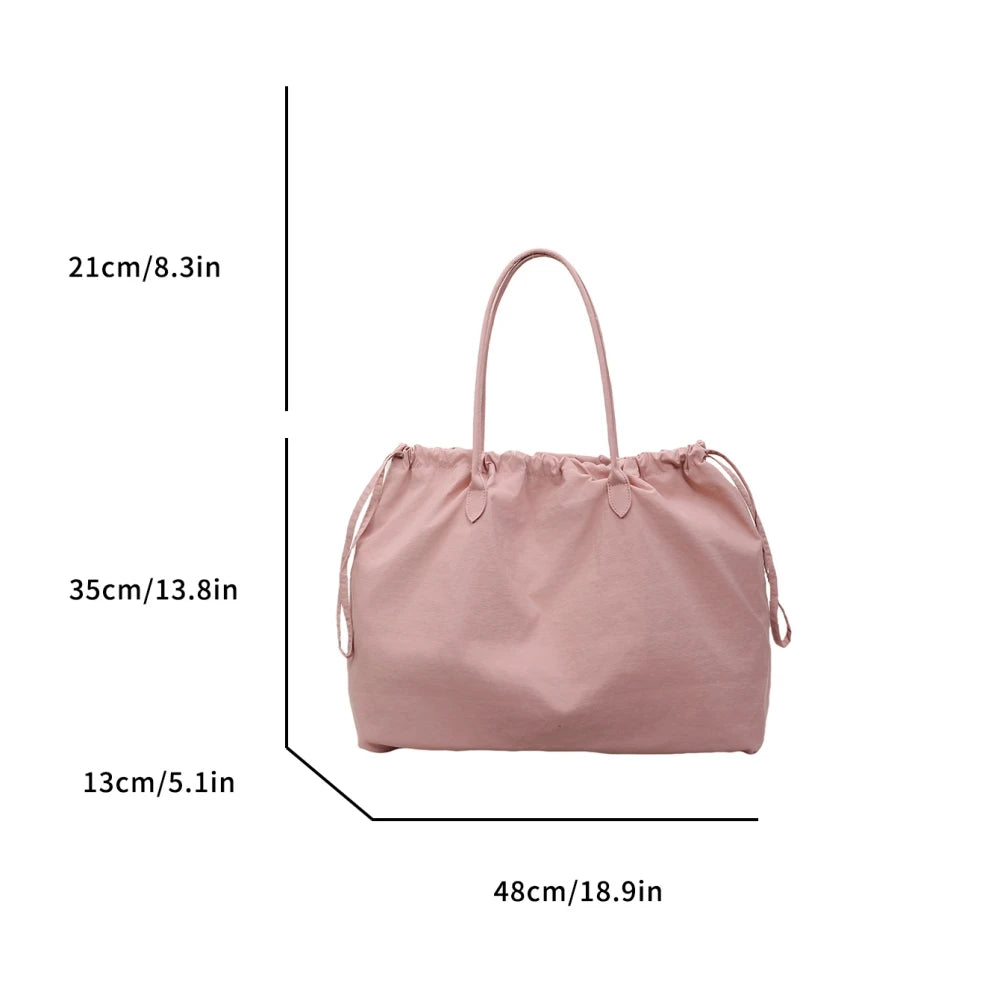 Large Capacity Nylon Drawstring Bucket Wrist Bag for Women