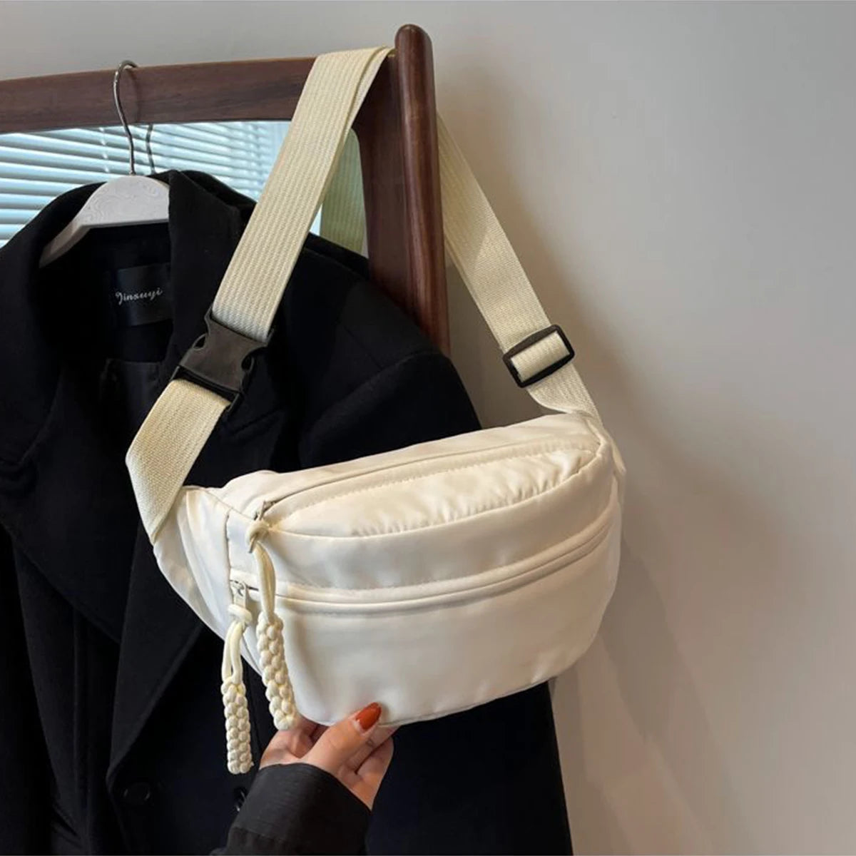 Large Capacity Lightweight Nylon Waist Crossbody Bag for Women