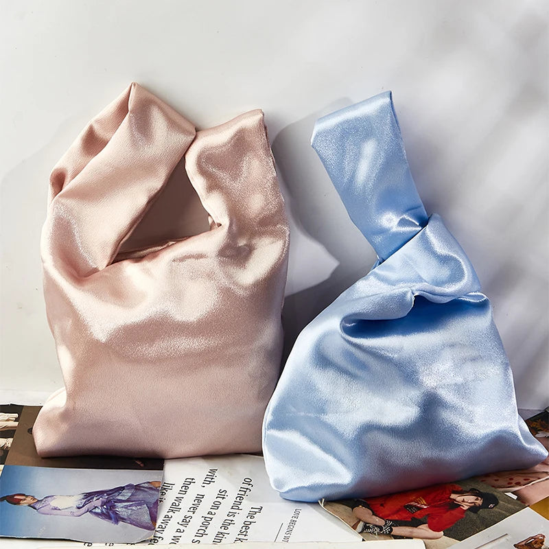 Vintage Silk Knot Wrist Tote Bag for Women