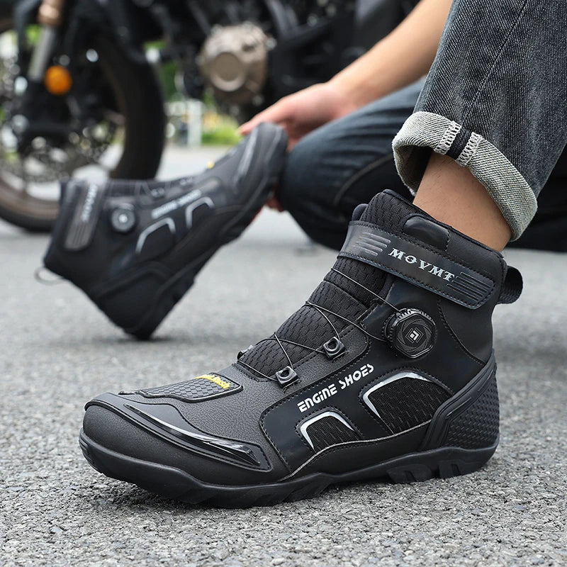 New Motorcycle Boots Men Leather Motos Breathable Anti Slip Wear-resistant Riders Boots Motorbike Racing Ankle Length Shoes