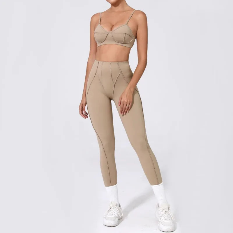 Women Yoga Set Sports Bra and High Waist Shorts Fitness Outfit
