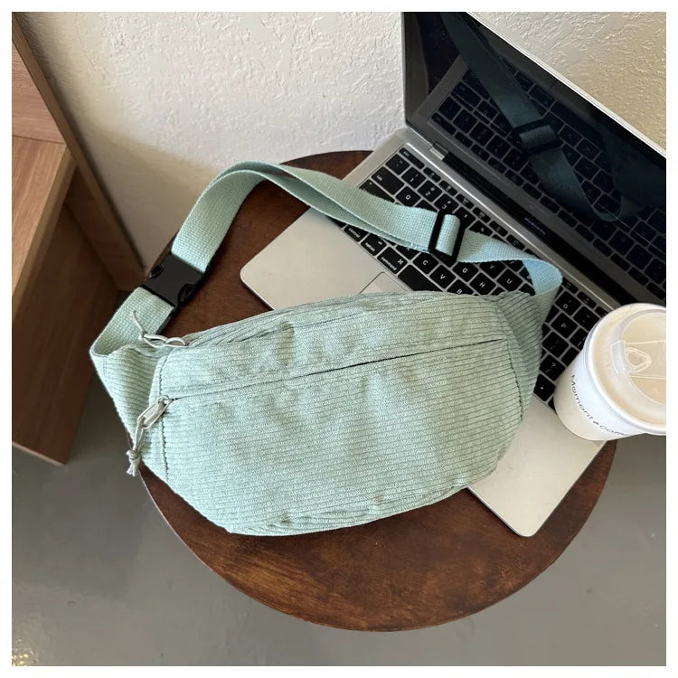 Corduroy Crossbody Waist Chest Bag for Women