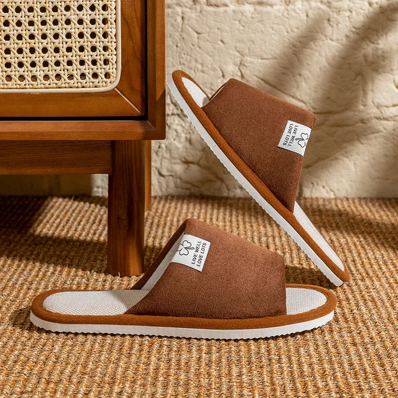 Men Linen Indoor House Slippers