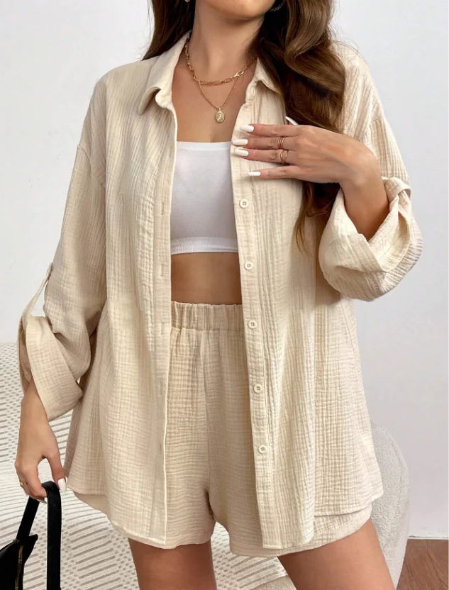 Women Casual 2 Piece Set Loose Top and Shorts Summer Outfit