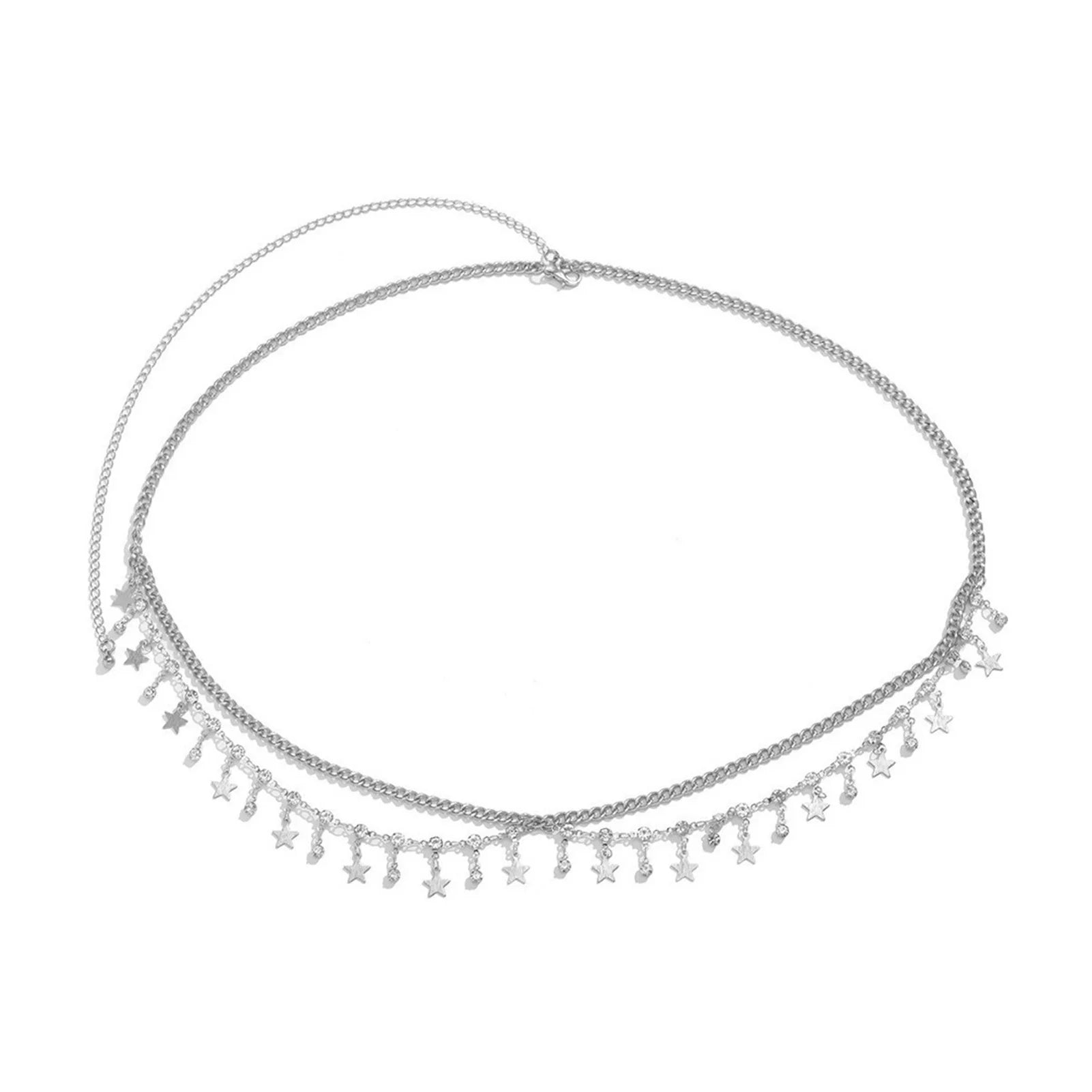 Women Glitter Waist Chain Metal Belt