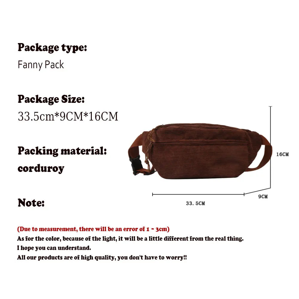 Corduroy Crossbody Waist Chest Bag for Women